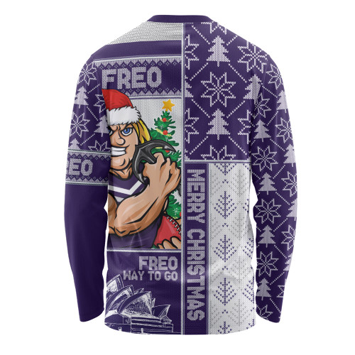 Fremantle Long Sleeve T-shirt Merry Christmas Knit Style Festive Spirit Fremantle Long Sleeve T-shirt Merry Christmas Knit Style Festive Spirit