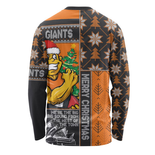 GWS GIANTS Long Sleeve T-shirt Merry Christmas Knit Style Festive Spirit GWS GIANTS Long Sleeve T-shirt Merry Christmas Knit Style Festive Spirit