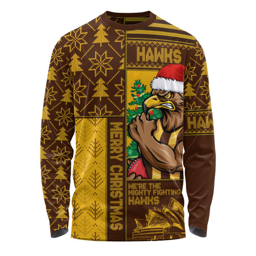 Hawthorn Long Sleeve T-shirt Merry Christmas Knit Style Festive Spirit