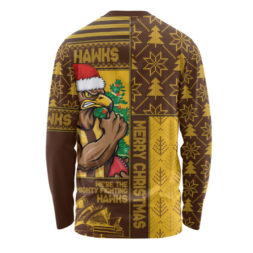 Hawthorn Long Sleeve T-shirt Merry Christmas Knit Style Festive Spirit