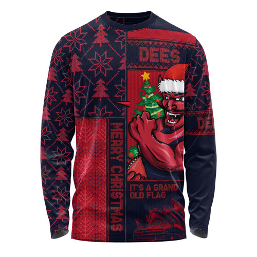 Melbourne Long Sleeve T-shirt Merry Christmas Knit Style Festive Spirit