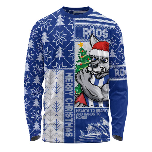North Melbourne Long Sleeve T-shirt Merry Christmas Knit Style Festive Spirit