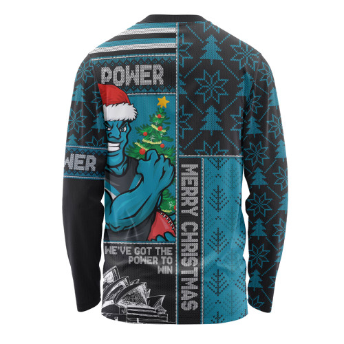 Port Adelaide Long Sleeve T-shirt Merry Christmas Knit Style Festive Spirit