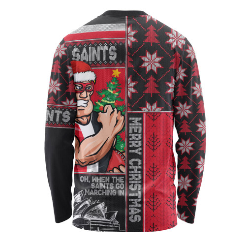 St Kilda Long Sleeve T-shirt Merry Christmas Knit Style Festive Spirit St Kilda Long Sleeve T-shirt Merry Christmas Knit Style Festive Spirit