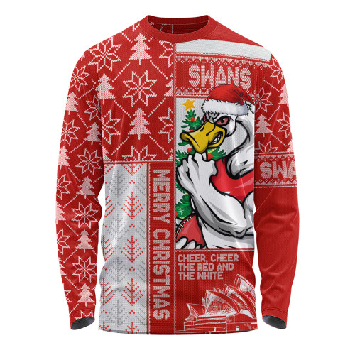 Sydney Swans Long Sleeve T-shirt Merry Christmas Knit Style Festive Spirit