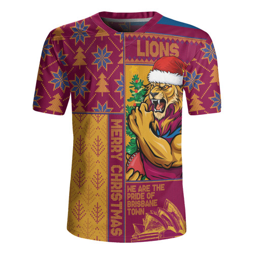 Brisbane Lions Rugby Jersey Merry Christmas Knit Style Festive Spirit