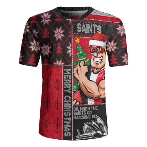 St Kilda Rugby Jersey Merry Christmas Knit Style Festive Spirit