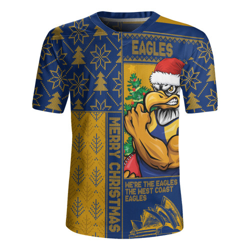 West Coast Eagles Rugby Jersey Merry Christmas Knit Style Festive Spirit