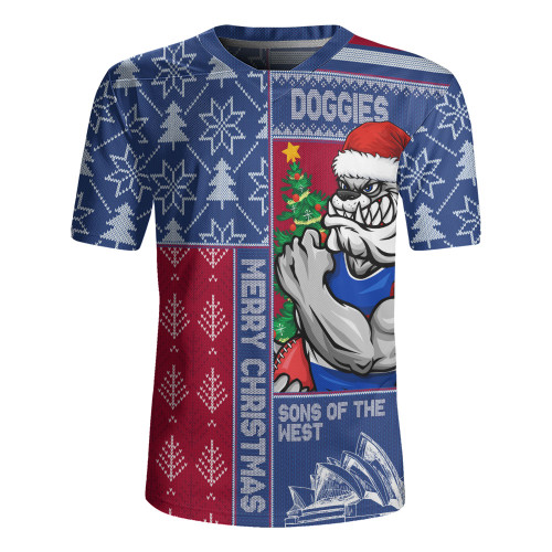 Western Bulldogs Rugby Jersey Merry Christmas Knit Style Festive Spirit