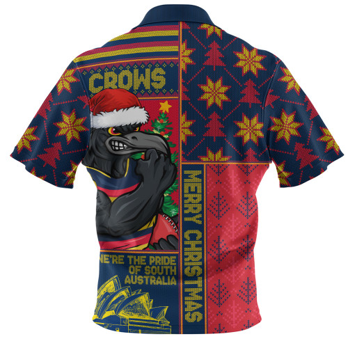 Adelaide Crows Zip Polo Shirt Merry Christmas Knit Style Festive Spirit