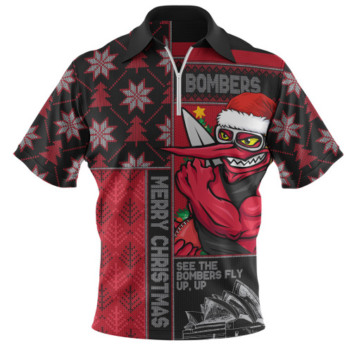 Essendon Zip Polo Shirt Merry Christmas Knit Style Festive Spirit