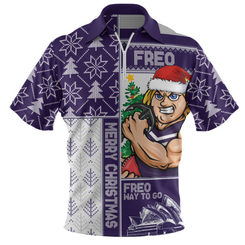 Fremantle Zip Polo Shirt Merry Christmas Knit Style Festive Spirit