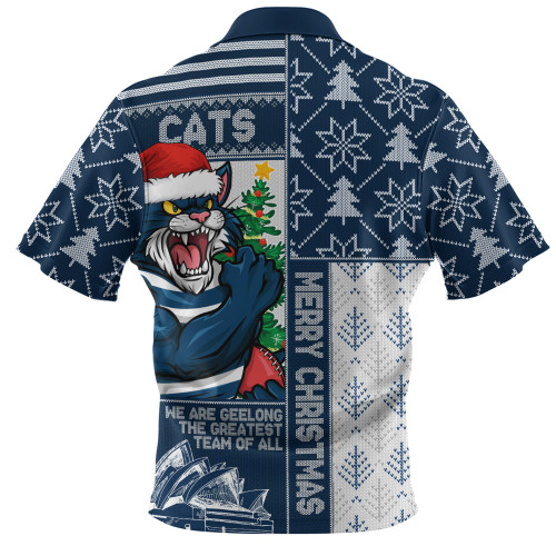Geelong Cats Zip Polo Shirt Merry Christmas Knit Style Festive Spirit Geelong Cats Zip Polo Shirt Merry Christmas Knit Style Festive Spirit