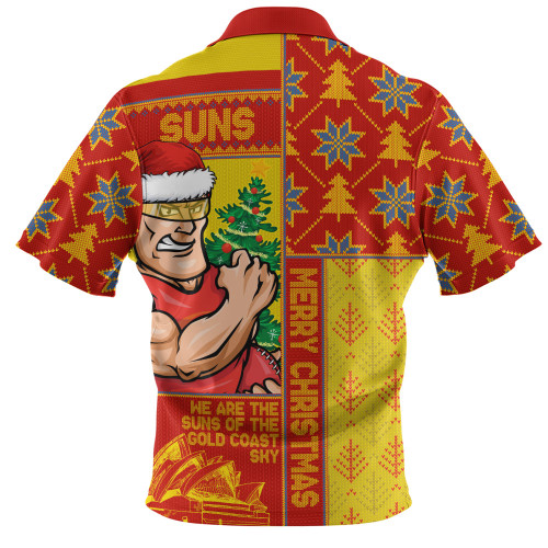 Gold Coast SUNS Zip Polo Shirt Merry Christmas Knit Style Festive Spirit Gold Coast SUNS Zip Polo Shirt Merry Christmas Knit Style Festive Spirit