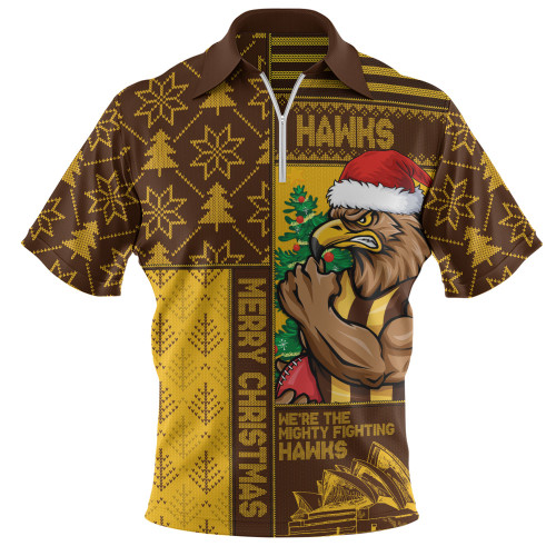 Hawthorn Zip Polo Shirt Merry Christmas Knit Style Festive Spirit