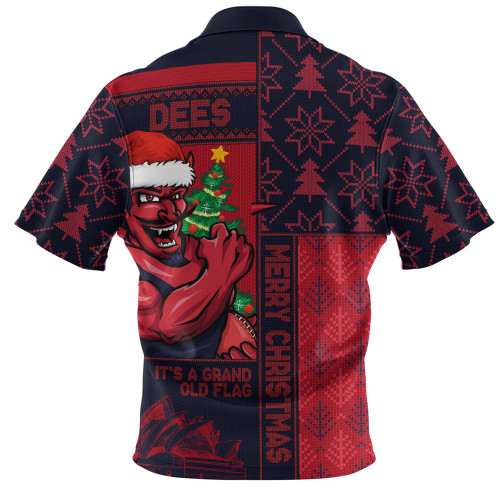 Melbourne Zip Polo Shirt Merry Christmas Knit Style Festive Spirit