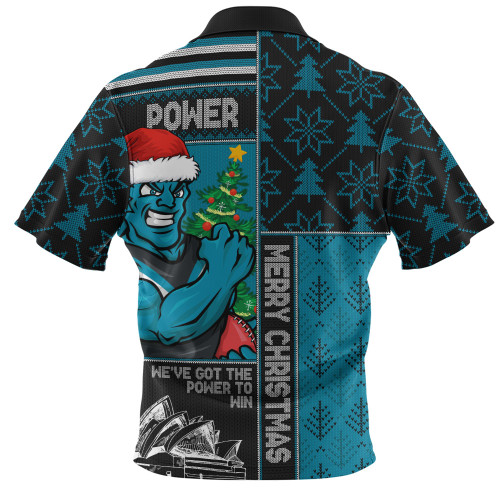 Port Adelaide Zip Polo Shirt Merry Christmas Knit Style Festive Spirit Port Adelaide Zip Polo Shirt Merry Christmas Knit Style Festive Spirit