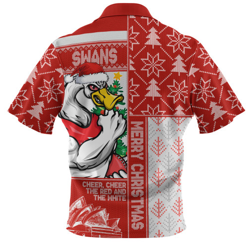 Sydney Swans Zip Polo Shirt Merry Christmas Knit Style Festive Spirit Sydney Swans Zip Polo Shirt Merry Christmas Knit Style Festive Spirit