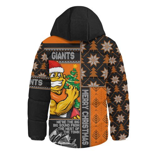 GWS GIANTS Hooded Padded Jacket Merry Christmas Knit Style Festive Spirit