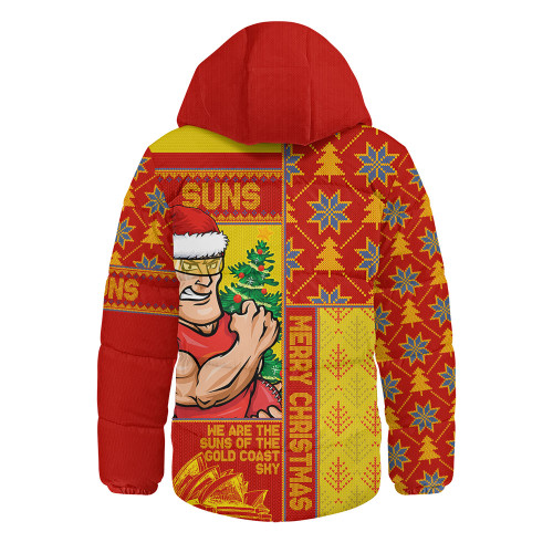Gold Coast SUNS Hooded Padded Jacket Merry Christmas Knit Style Festive Spirit
