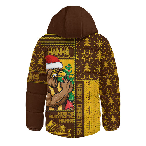Hawthorn Hooded Padded Jacket Merry Christmas Knit Style Festive Spirit