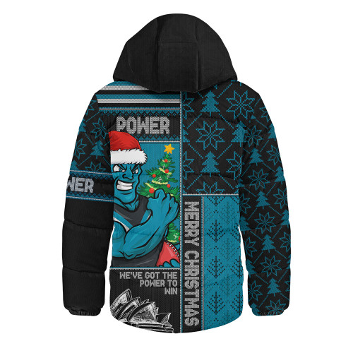 Port Adelaide Hooded Padded Jacket Merry Christmas Knit Style Festive Spirit Port Adelaide Hooded Padded Jacket Merry Christmas Knit Style Festive Spirit