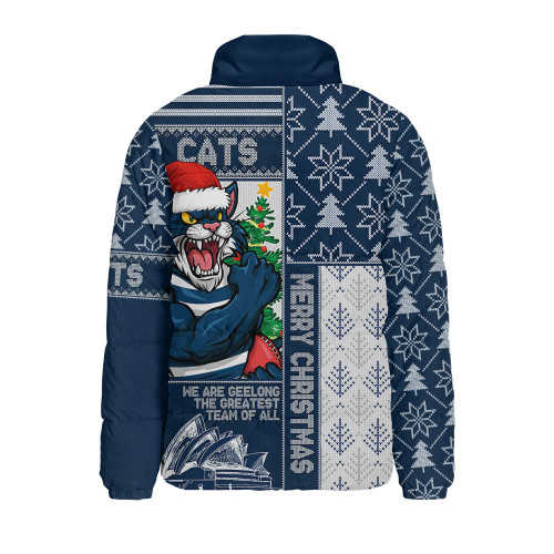 Geelong Cats Padded Jacket Merry Christmas Knit Style Festive Spirit