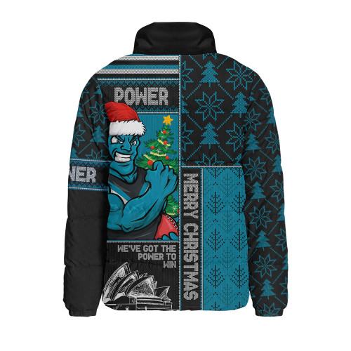 Port Adelaide Padded Jacket Merry Christmas Knit Style Festive Spirit