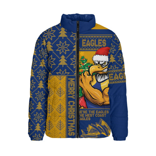 West Coast Eagles Padded Jacket Merry Christmas Knit Style Festive Spirit