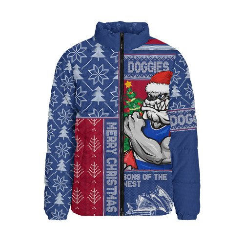 Western Bulldogs Padded Jacket Merry Christmas Knit Style Festive Spirit