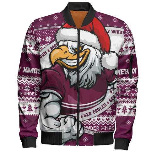 Manly Warringah Sea Eagles Bomber Jacket Ugly Knit Style For Christmas Game Fans