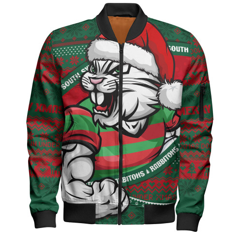 South Sydney Rabbitohs Bomber Jacket Ugly Knit Style For Christmas Game Fans