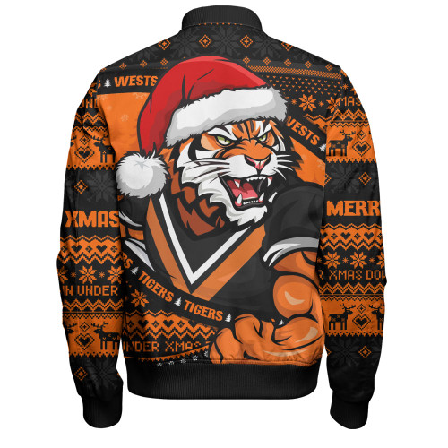 Wests Tigers Bomber Jacket Ugly Knit Style For Christmas Game Fans Wests Tigers Bomber Jacket Ugly Knit Style For Christmas Game Fans