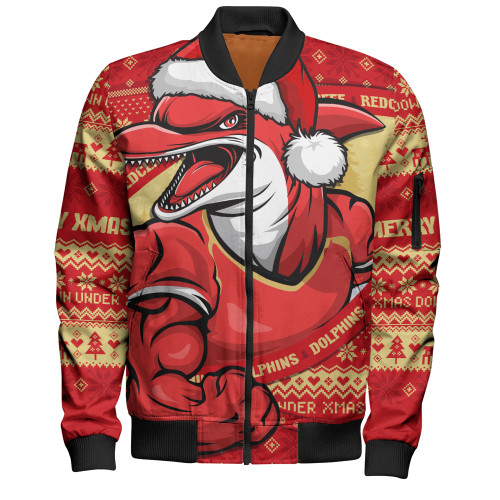 Redcliffe Dolphins Bomber Jacket Ugly Knit Style For Christmas Game Fans