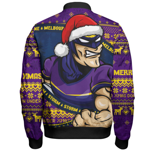 Melbourne Storm Bomber Jacket Ugly Knit Style For Christmas Game Fans