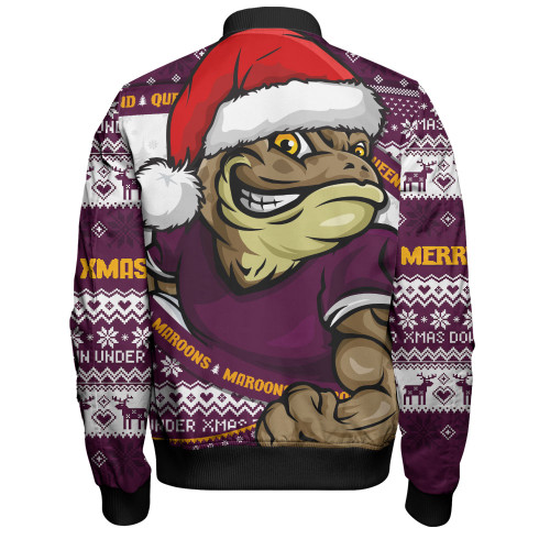 Queensland Maroons Bomber Jacket Ugly Knit Style For Christmas Game Fans Queensland Maroons Bomber Jacket Ugly Knit Style For Christmas Game Fans