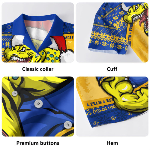 Parramatta Eels Hawaiian Shirt Ugly Knit Style For Christmas Game Fans Parramatta Eels Hawaiian Shirt Ugly Knit Style For Christmas Game Fans