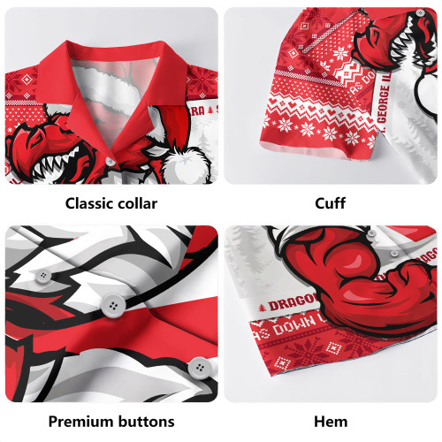 St. George Illawarra Dragons Hawaiian Shirt Ugly Knit Style For Christmas Game Fans St. George Illawarra Dragons Hawaiian Shirt Ugly Knit Style For Christmas Game Fans