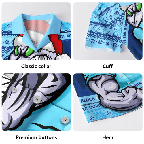 New South Wales Blues Hawaiian Shirt Ugly Knit Style For Christmas Game Fans