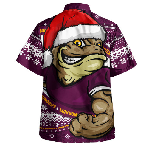 Queensland Maroons Hawaiian Shirt Ugly Knit Style For Christmas Game Fans