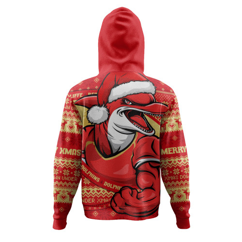 Redcliffe Dolphins Hoodie Ugly Knit Style For Christmas Game Fans Redcliffe Dolphins Hoodie Ugly Knit Style For Christmas Game Fans
