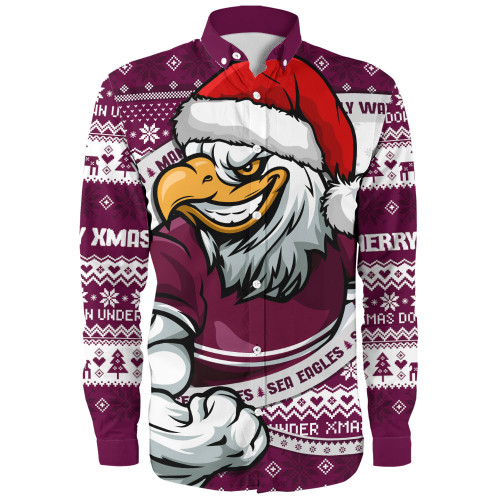 Manly Warringah Sea Eagles Long Sleeve Shirt Ugly Knit Style For Christmas Game Fans