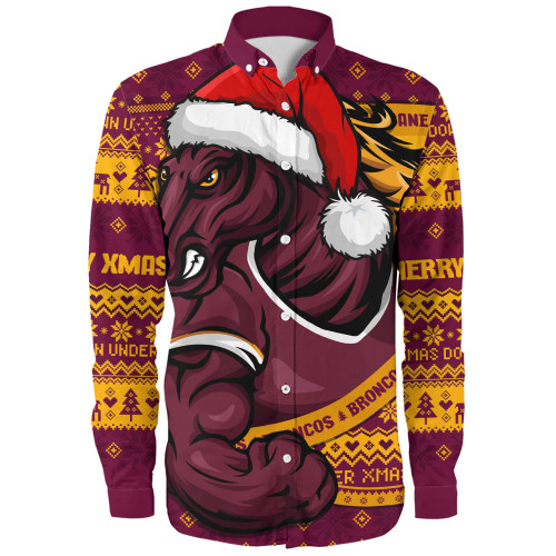 Brisbane Broncos Long Sleeve Shirt Ugly Knit Style For Christmas Game Fans