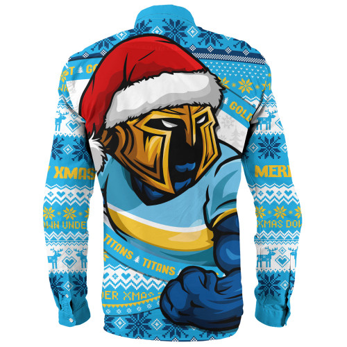 Gold Coast Titans Long Sleeve Shirt Ugly Knit Style For Christmas Game Fans Gold Coast Titans Long Sleeve Shirt Ugly Knit Style For Christmas Game Fans