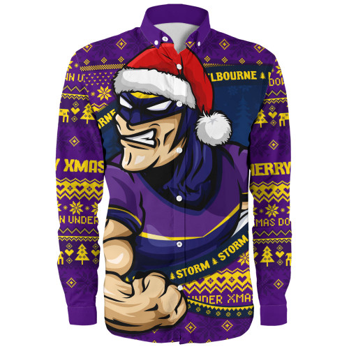 Melbourne Storm Long Sleeve Shirt Ugly Knit Style For Christmas Game Fans