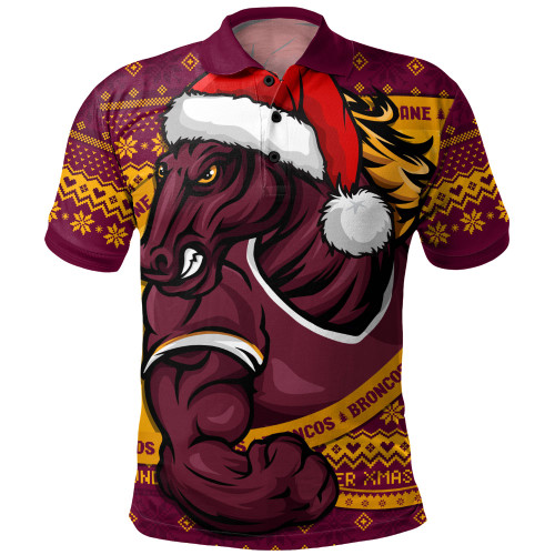 Brisbane Broncos Polo Shirt Ugly Knit Style For Christmas Game Fans