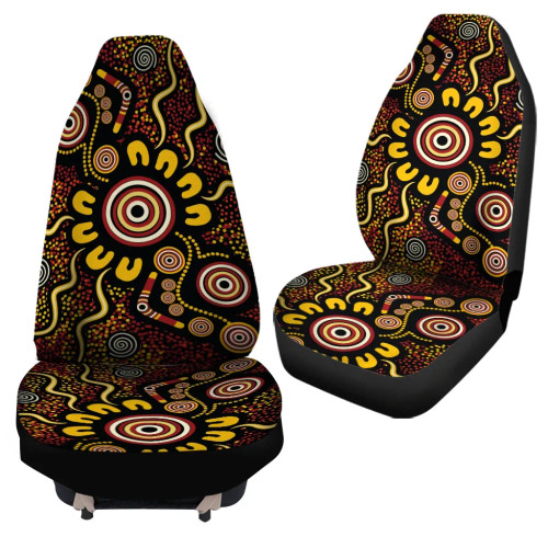 Australia Aboriginal Car Seat Covers - Aboriginal Dot Art Painting VER2 Australia Aboriginal Car Seat Covers - Aboriginal Dot Art Painting VER2