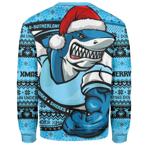 Cronulla-Sutherland Sharks Sweatshirt Ugly Knit Style For Christmas Game Fans