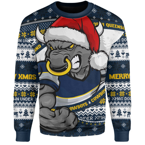 North Queensland Cowboys Sweatshirt Ugly Knit Style For Christmas Game Fans