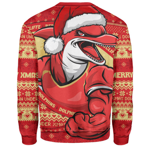 Redcliffe Dolphins Sweatshirt Ugly Knit Style For Christmas Game Fans Redcliffe Dolphins Sweatshirt Ugly Knit Style For Christmas Game Fans